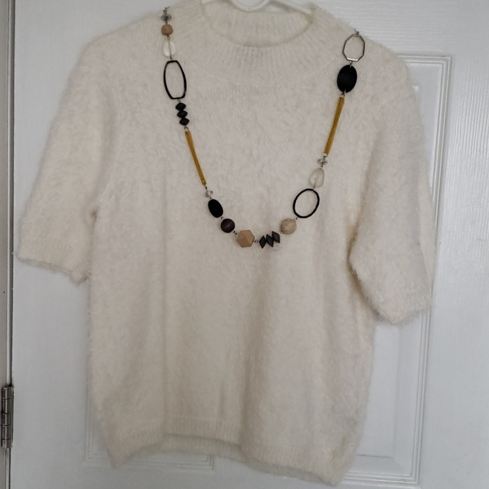 The Limited Elbow Sleeve Eyelash Pullover